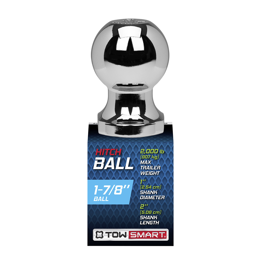 Class 1 2,000 Lb. 1-7/8 In. Ball Diameter, 1 In. Shank Diameter, 2 In Ball Diameter 1 In Shank Diameter 2 In Shank Length Chrome Trailer Hitch Ball 712