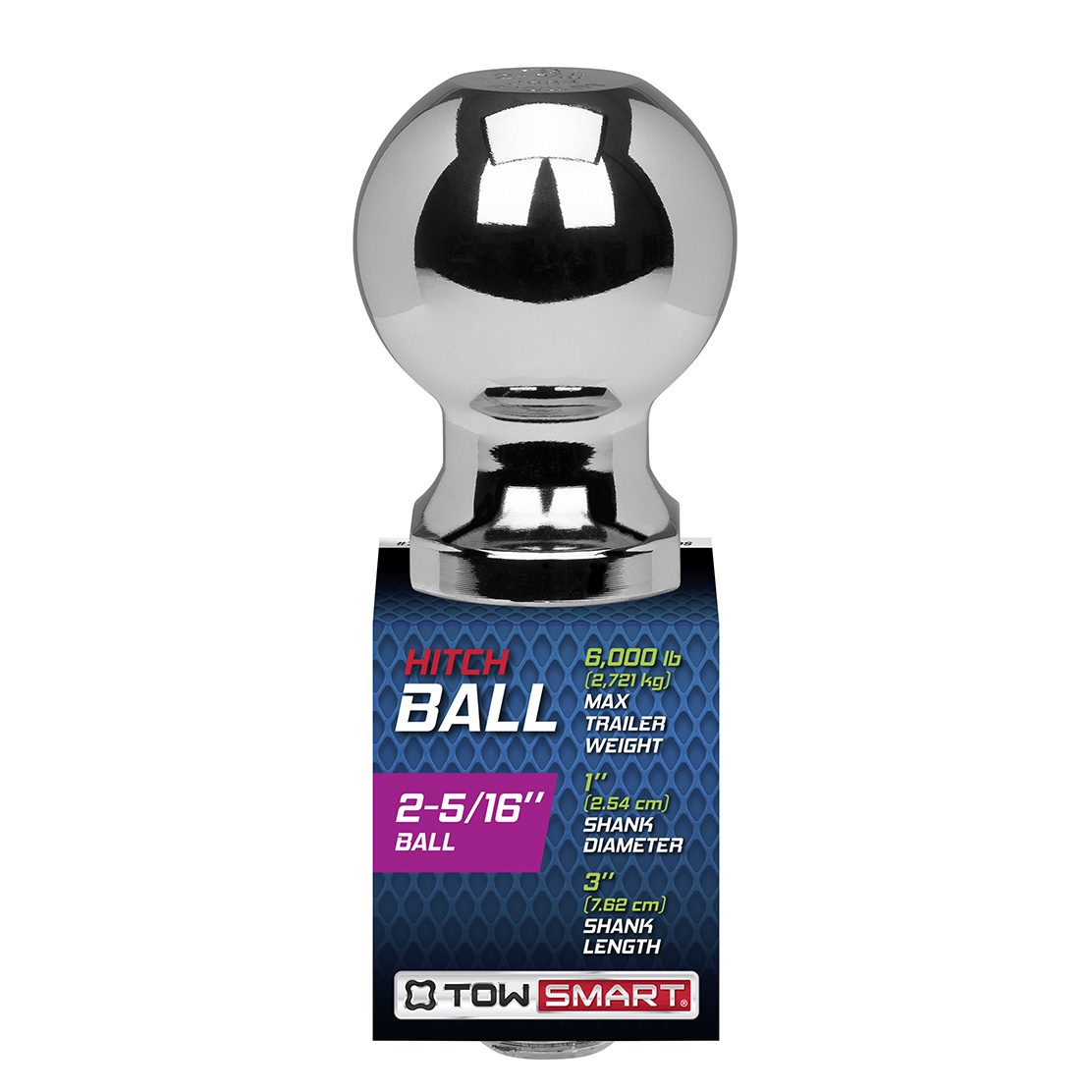 CURT Chrome Trailer Hitch Ball, 6,000 Lbs, 2-Inch Diameter, 1 X 3-Inch