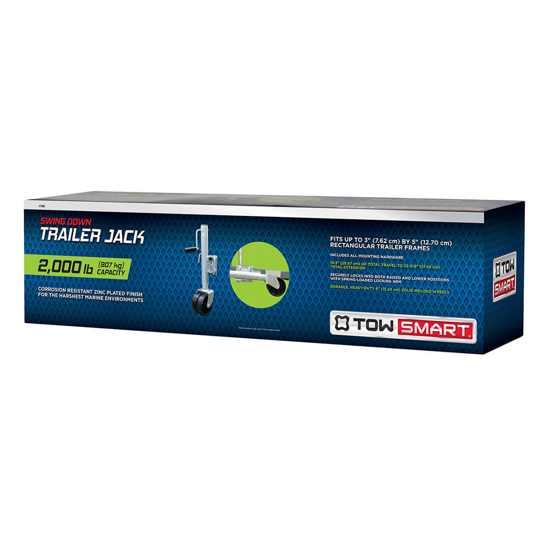 Side Wind, Swing Down, Bolt On Trailer Jack 2000 lb Dual Wheel TowSmart