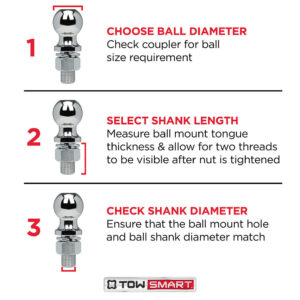 Class 4 10,000 lb. 2-5/16 in. Ball Diameter, 1-1/4 in. Shank Diameter, 2-1/2 in. Shank Length Chrome Trailer Hitch Ball